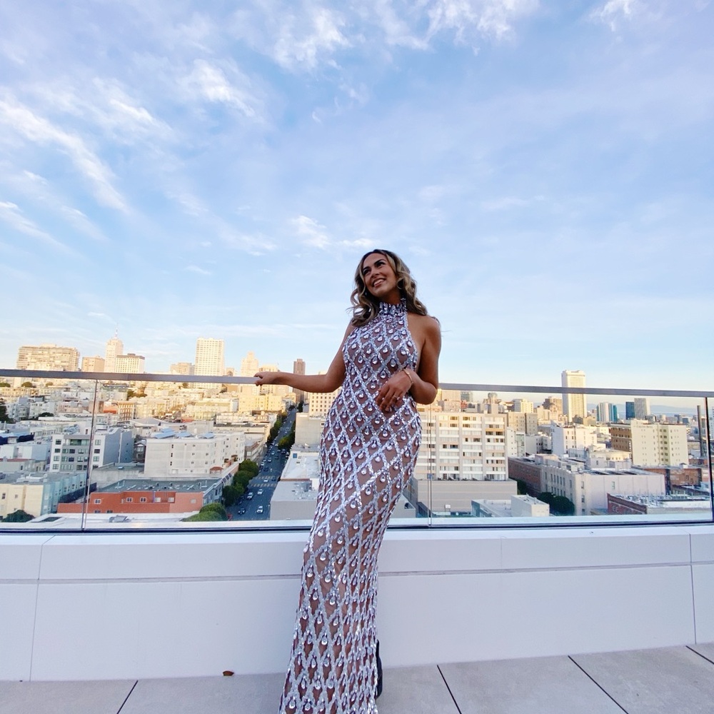 Elegant White and Silver Women's Dress